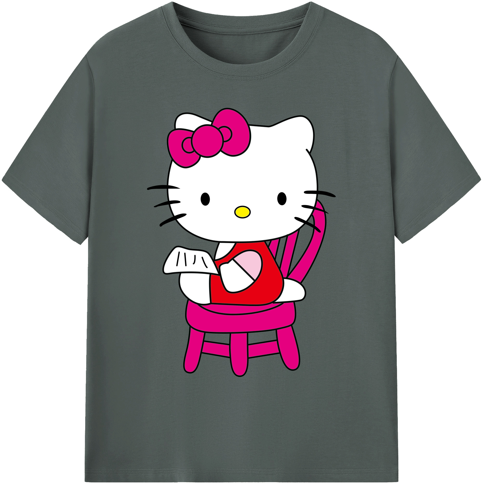 （画像用） Hello Kitty ハローキティ 綿100％ メンズ半袖Tシャツ｜肌触りやわらか＆通気性